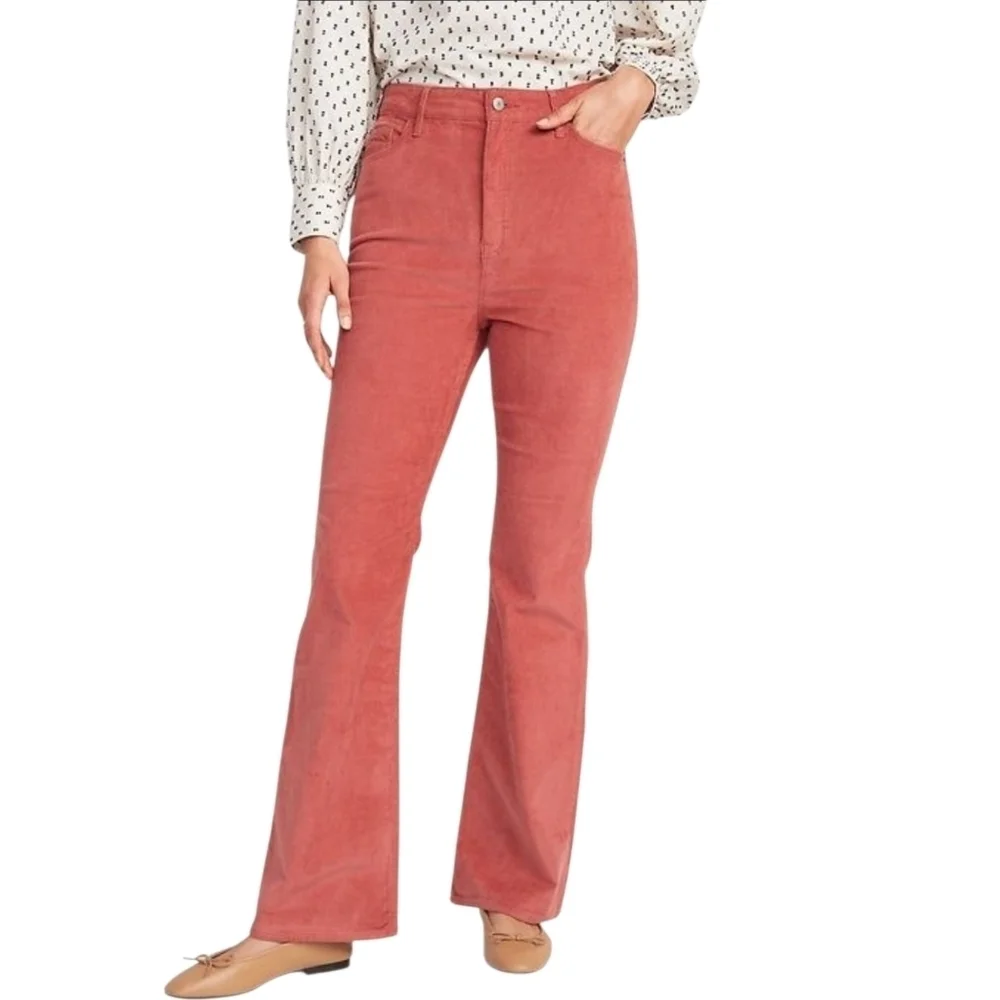 Old Navy Flare Corduroy Pants Spice Girl  Orange Higher High Rise 24